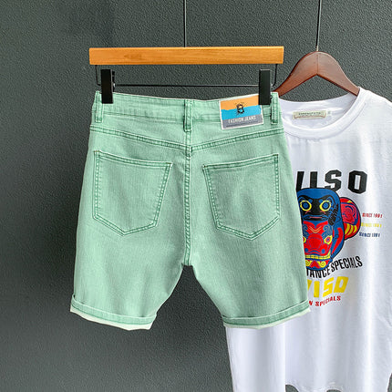 Men’s Casual Denim Shorts with Pocket Decoration
