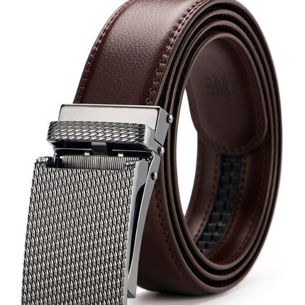 Two-Layer Cowhide Patent Leather Belt with Automatic Alloy Buckle