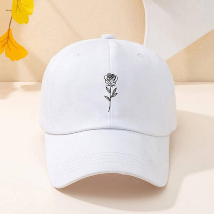Casual Rose Embroidered Baseball Cap – Unisex Washed Vintage Hat