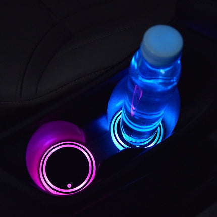Colorful LED Car Cup Holder Coaster – Solar & USB Charging