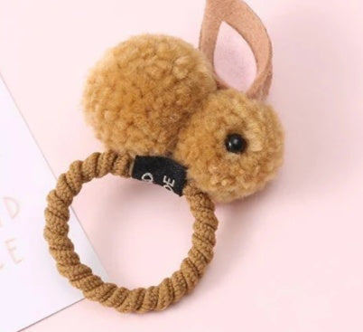 Cartoon Rabbit Hair Tie – Soft Nylon & Polyester Hair Band with Hair Ball Accent