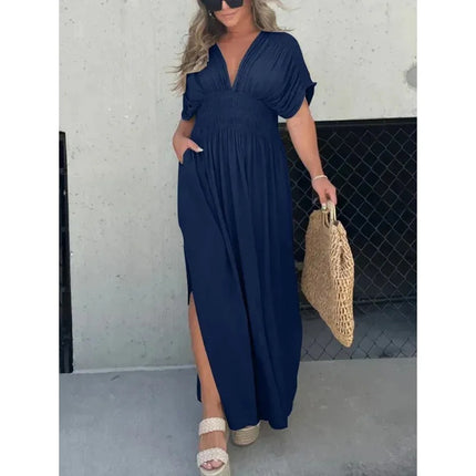 Women’s Casual Summer Short-Sleeve Dress – Lightweight Polyester Dress