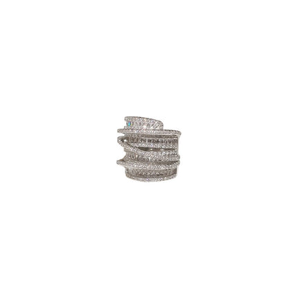 Zircon Winding Eye-Catching Ring – Korean Style Geometric Silver Ring