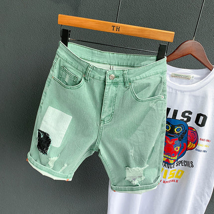 Men’s Casual Denim Shorts with Pocket Decoration