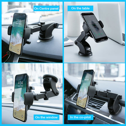 Car Phone Holder with Long Rod & Telescopic Arm – Suction Cup Dashboard Mount