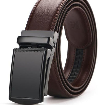 Two-Layer Cowhide Patent Leather Belt with Automatic Alloy Buckle