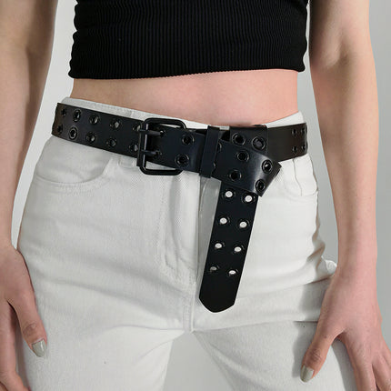 Hollow Out Alloy PU Waist Belt