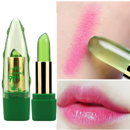 Aloe Vera Gel Color Changing Lipstick Gloss  Moisturizer Anti-drying Desalination Fine-grain Lip Balm Care