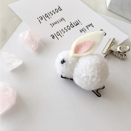 Cartoon Rabbit Hair Tie – Soft Nylon & Polyester Hair Band with Hair Ball Accent
