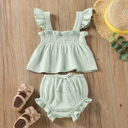 Girls Sleeveless Cotton Summer Set – Top & Shorts