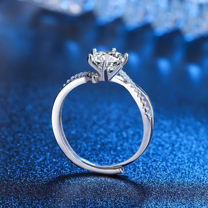 Silver-Plated Adjustable Copper Round Ring