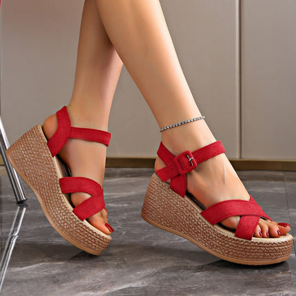 Buckle Suede Fish Mouth Sandals with 7cm and 9cm Heels