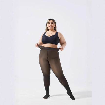 Women’s Sheer Fleece-Lined Leggings – High-Stretch Warm Winter Pants (Plus-Size Options)