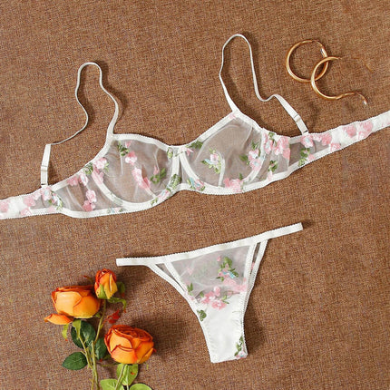 Women's Sexy Three-Point Mesh Lingerie Set (Bra + Underwear)