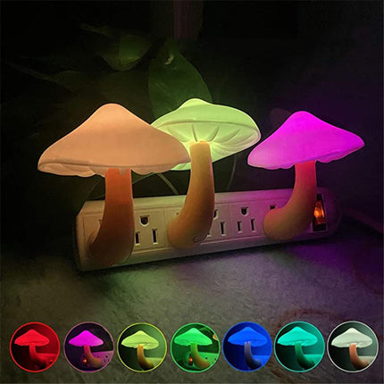 LED Mushroom Night Light with Light Sensor – EU & US Plug