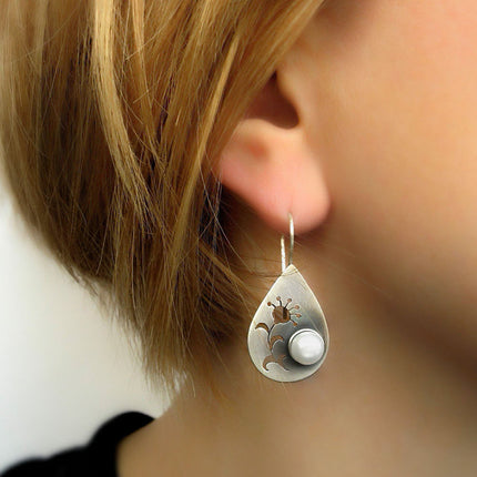 Simple Geometric Alloy Earrings – Silver Finish