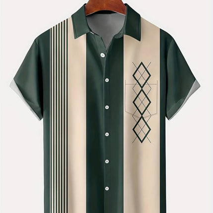 Men’s Summer Plaid Digital Print Cardigan Shirt
