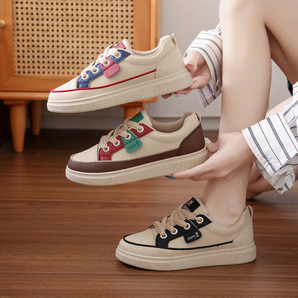 Casual Platform Sneakers with Front Lace-Up and Mesh Lining for Women