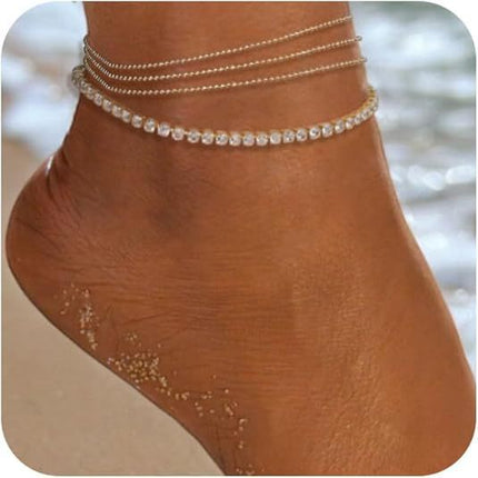 Multi-Layer Titanium Steel Anklet Set – Exaggerated Geometric Style