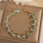 Hand-Woven Crystal Drop Bracelet – Minimalist Geometric Design