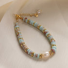 Shoushan Stone Jewelry – Green Bracelet or Necklace with Pearl & Rhinestone Accents