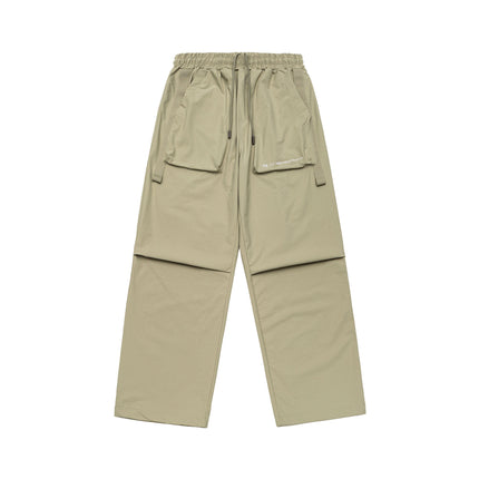Men's Loose Fit Ankle Strap Trousers – Polyester Blend, Streetwear Style