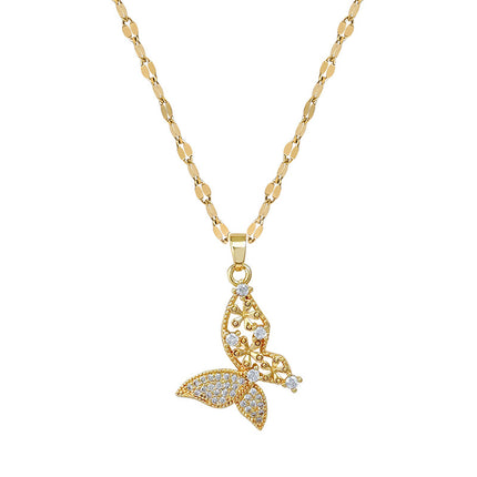 Cartoon Butterfly Pendant Necklace – Titanium Steel Chain