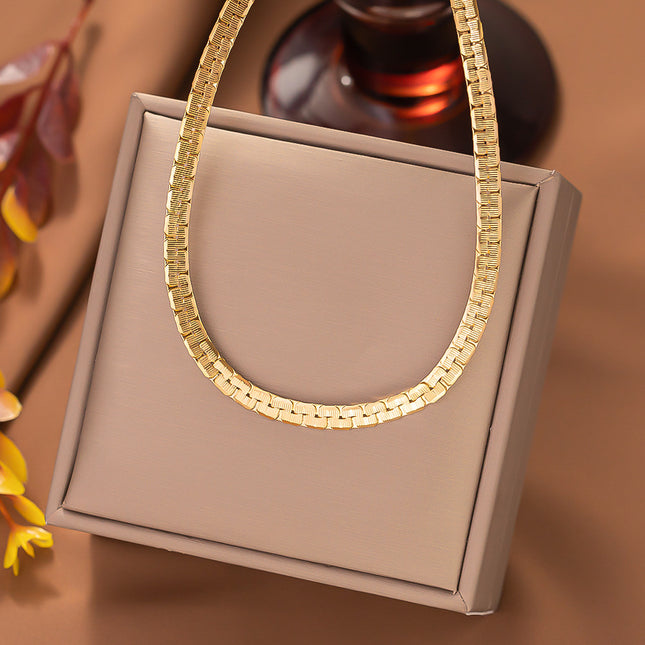 Gold-Plated Titanium Steel Snake Bones Chain Necklace