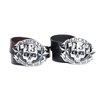 Men’s Trendy Leather Belt – Skull Skateboard Buckle Design