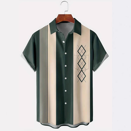 Men’s Summer Plaid Digital Print Cardigan Shirt