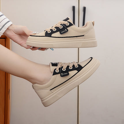 Casual Platform Sneakers with Front Lace-Up and Mesh Lining for Women