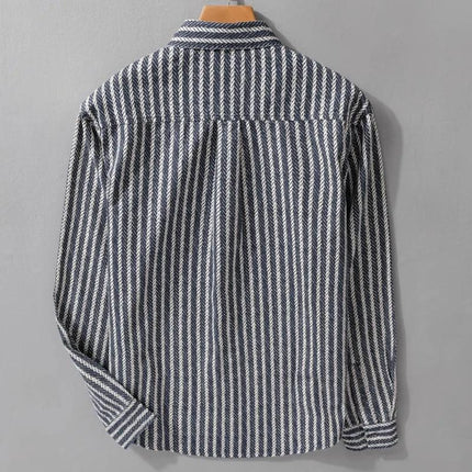Men's Loose-Fit Striped Linen Silk Cardigan – Lightweight Daily Outerwear