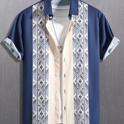 Men’s Summer Plaid Digital Print Cardigan Shirt