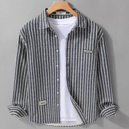Men's Loose-Fit Striped Linen Silk Cardigan – Lightweight Daily Outerwear