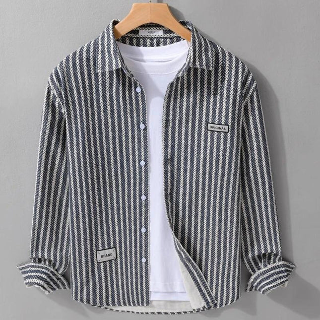 Men's Loose-Fit Striped Linen Silk Cardigan – Lightweight Daily Outerwear
