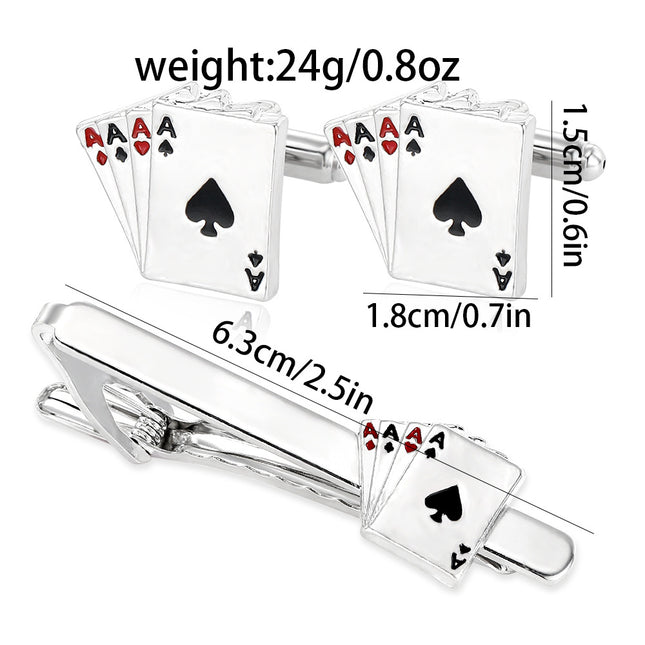 Alloy Cufflinks and Tie Clip Set with Electroplating Treatment