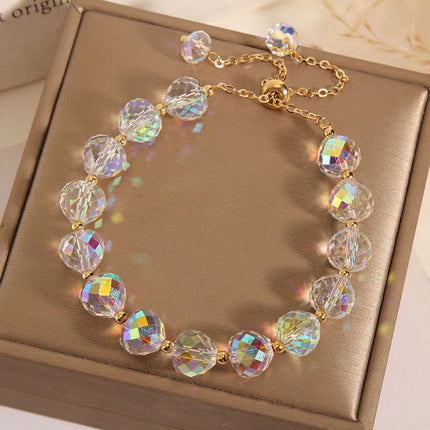 Hand-Woven Crystal Drop Bracelet – Minimalist Geometric Design