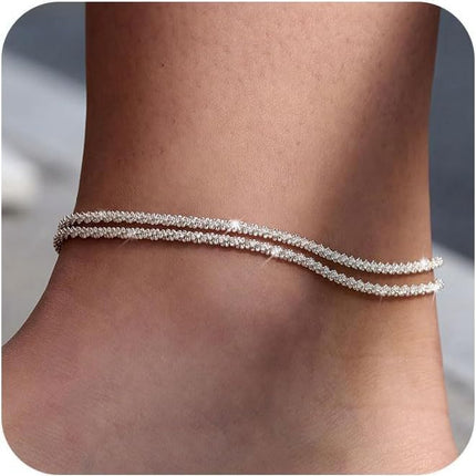 Multi-Layer Titanium Steel Anklet Set – Exaggerated Geometric Style