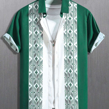 Men’s Summer Plaid Digital Print Cardigan Shirt