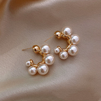 Elegant Alloy Earrings for Women – White & Red