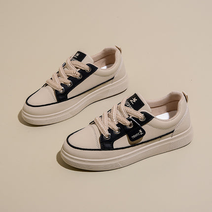 Casual Platform Sneakers with Front Lace-Up and Mesh Lining for Women