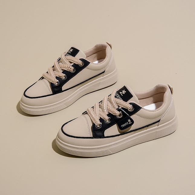 Casual Platform Sneakers with Front Lace-Up and Mesh Lining for Women