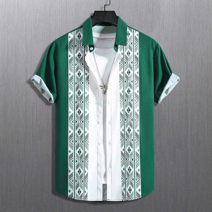 Men’s Summer Plaid Digital Print Cardigan Shirt