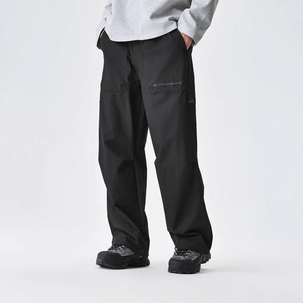 Men's Loose Fit Ankle Strap Trousers – Polyester Blend, Streetwear Style