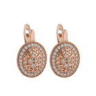 Rose Gold Flower Earrings with Zircon & Semi-Precious Stone Inlay