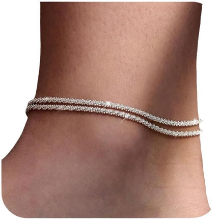 Multi-Layer Titanium Steel Anklet Set – Exaggerated Geometric Style