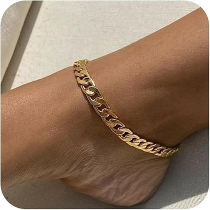 Multi-Layer Titanium Steel Anklet Set – Exaggerated Geometric Style