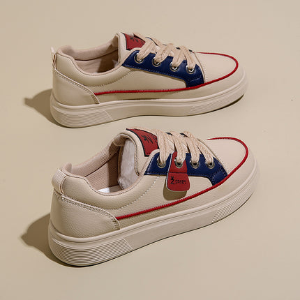 Casual Platform Sneakers with Front Lace-Up and Mesh Lining for Women