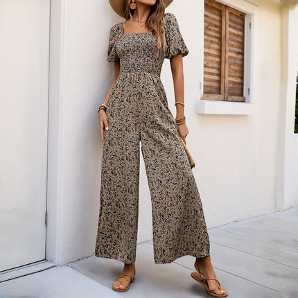 High-Waist Apricot Polyester Commuting Jumpsuit