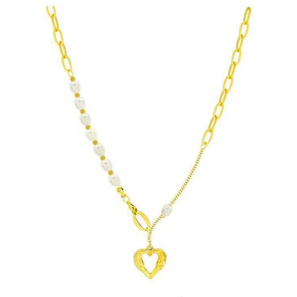 Gold Electroplated Titanium Steel Heart Necklace